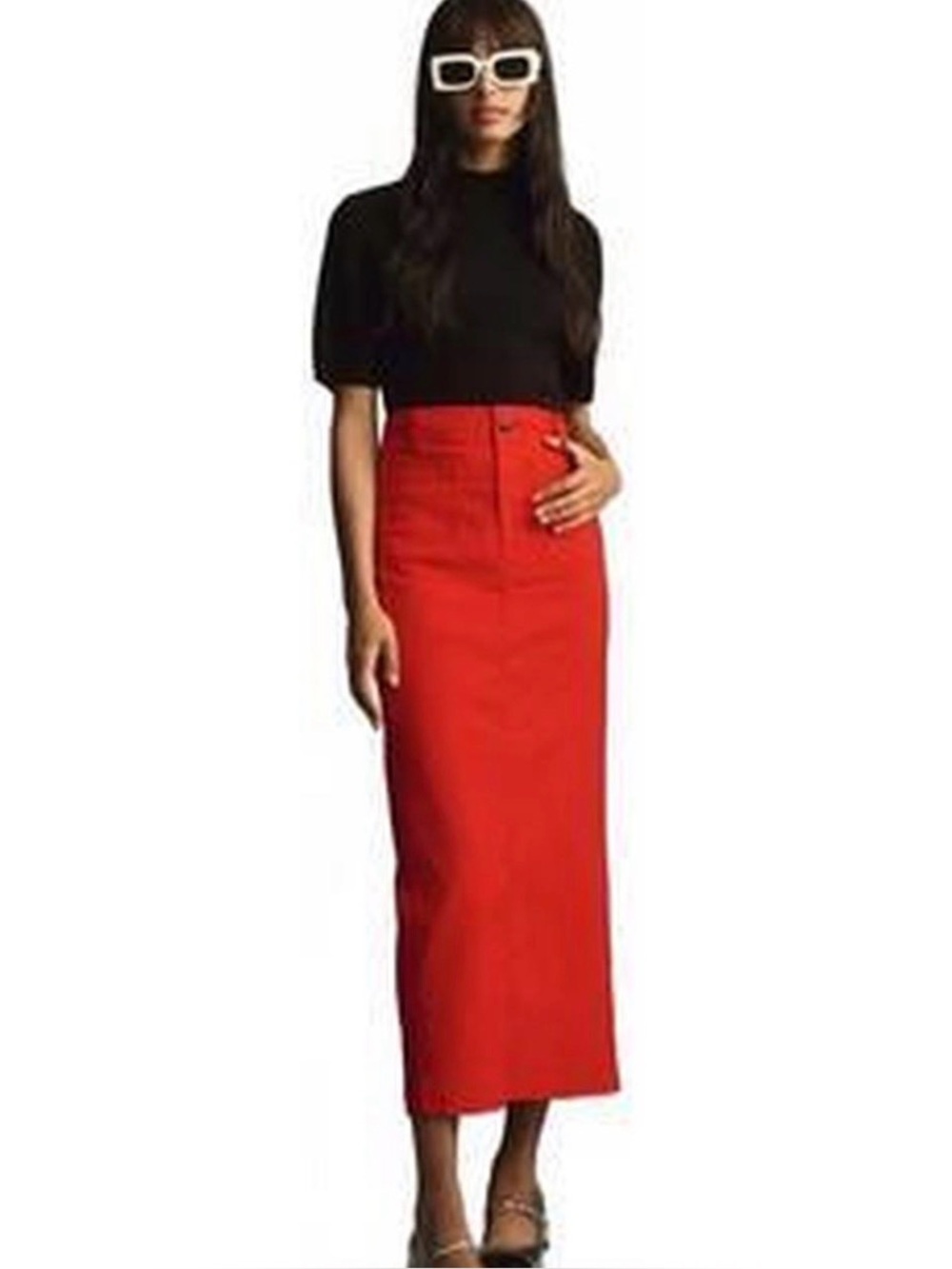 Anthropologie Maeve Colette red midi skirt size medium
